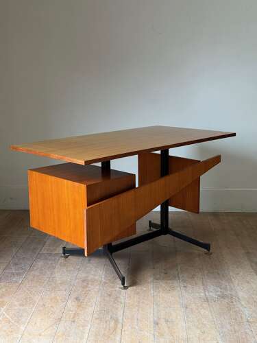 C1960 A Stylish Italian Modernist Mid Century Palisander Wood Desk