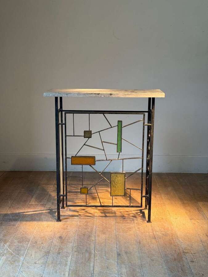 C1960/70 A Chic French Iron & Glass Console Table