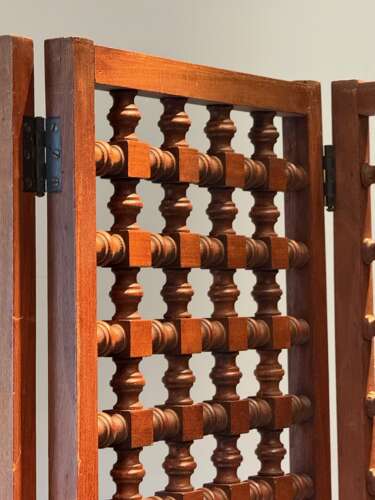 C1950 A Chic Spanish 4 Fold Hardwood Screen