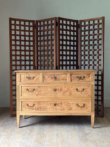 C1950 A Chic Spanish 4 Fold Hardwood Screen