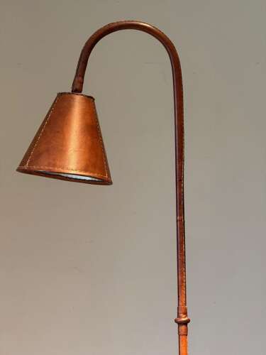 C1950 A Spanish Red Leather Floor Lamp by Jacques Adnet for Valenti