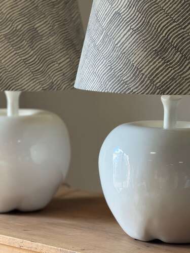 1960s A Pair of Spanish White Ceramic Apple Table Lamps