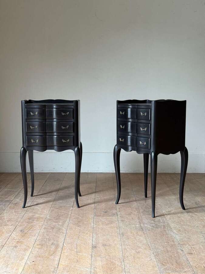 C1960 A Pair of French Ebonised Chevettes or Bedside Tables