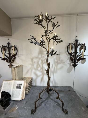 C1920 A Wonderful Italian Iron Olive Tree Floor Lamp