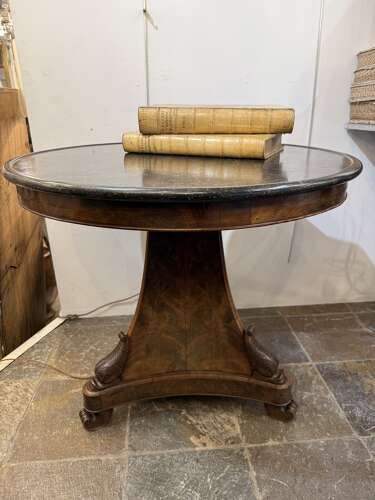 C1840 A Stylish French Flame Mahogany Dolphin Head Gueridon
