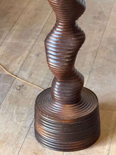 C1960 A Wonderful Pair of Swiss Brutalist Wooden Floor Lamps