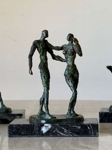 C1960 A Group of French Bronze Dancing Figures / Giacometti Style