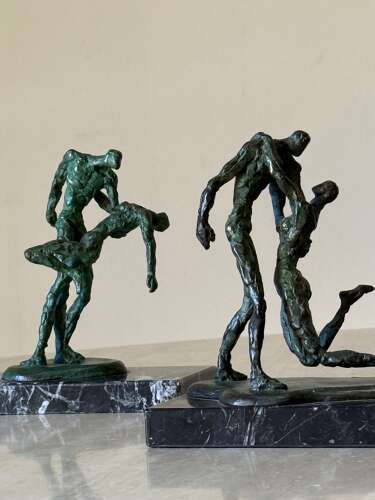 C1960 A Group of French Bronze Dancing Figures / Giacometti Style