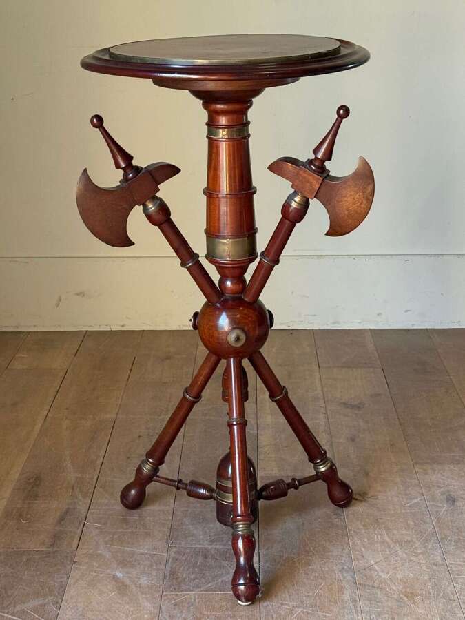 C1870 A French Mahogany Axe Side Table with Brass Mounts
