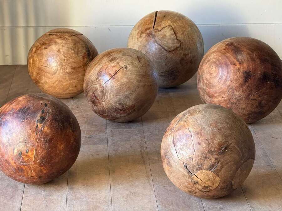 C1960 A Group of 6 French Hardwood Decorative Spheres