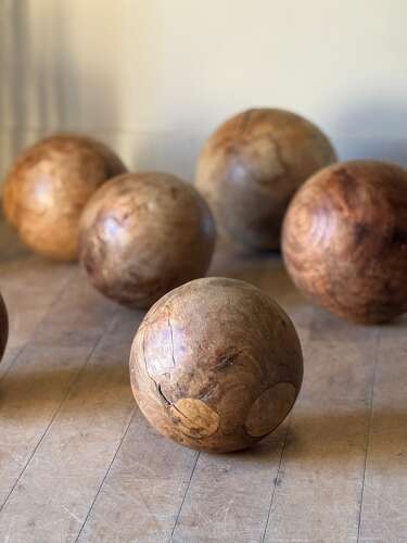 C1960 A Group of 6 French Hardwood Decorative Spheres