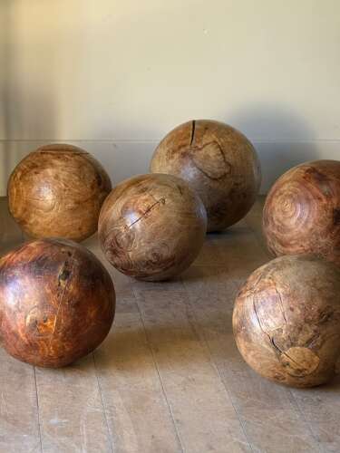 C1960 A Group of 6 French Hardwood Decorative Spheres