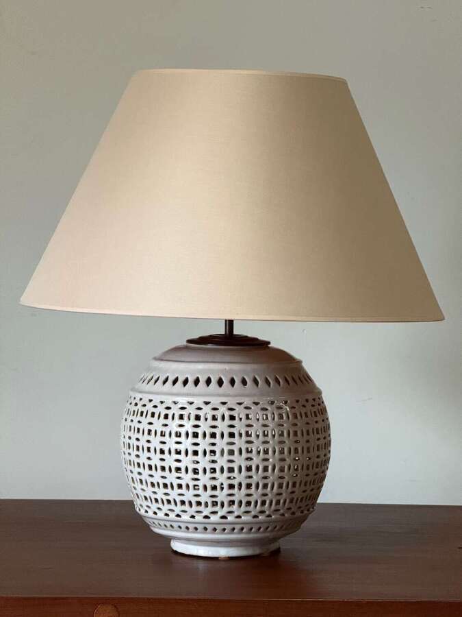 C1960 A French Reticulated Ceramic Table Lamp