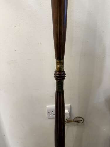 C1950 An Italian Telescopic Extendable Brass & Wood Floor Lamp