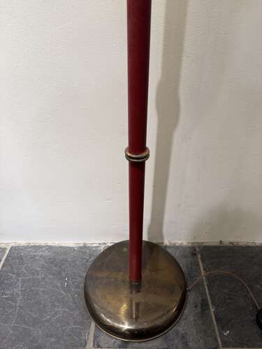C1950 An Italian Telescopic Extendable Brass & Red Leather Floor Lamp