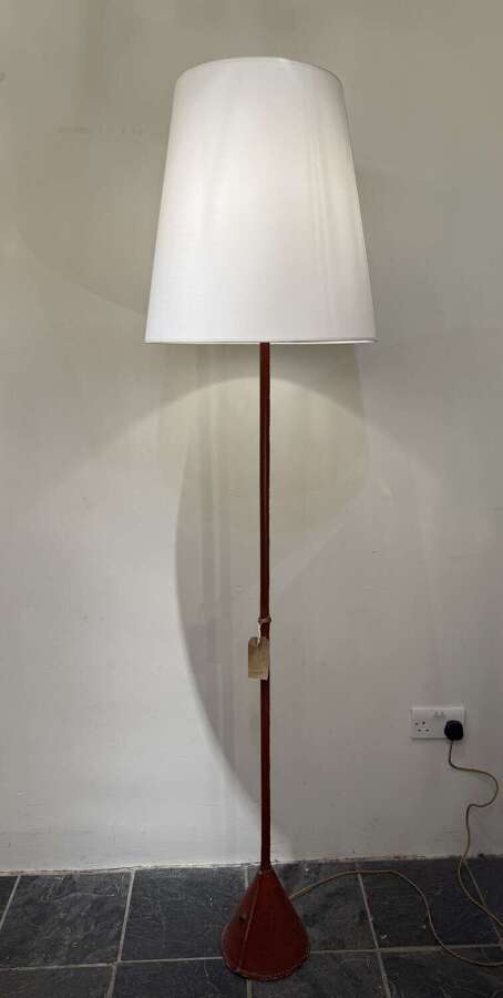 C1950 A Spanish Red Leather Floor Lamp by Jacques Adnet for Valenti