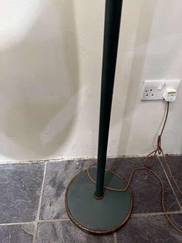 C1950 An Italian Telescopic Brass & Green Leather Floor Lamp