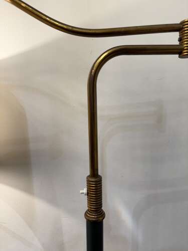 C1950 An Italian Telescopic Brass & Green Leather Floor Lamp