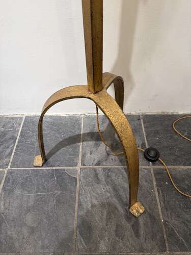 C1950 A Spanish Gilt Iron Tall 7 Flame Floor Light