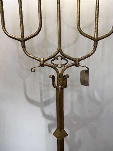 C1950 A Spanish Gilt Iron Tall 7 Flame Floor Light
