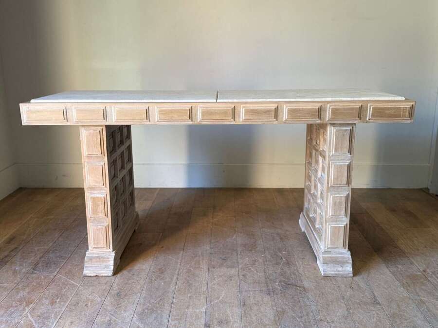 C1950 A Stylish Mid Century Spanish Panelled Beech Console Table