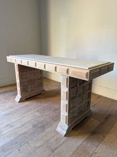 C1950 A Stylish Mid Century Spanish Panelled Beech Console Table