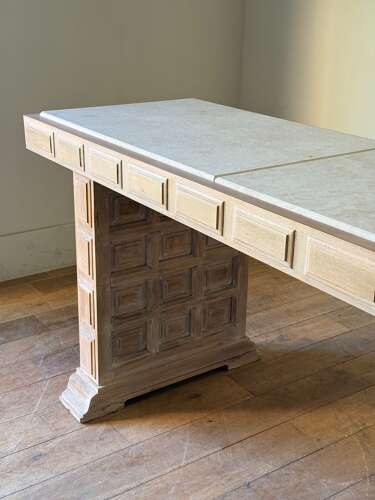 C1950 A Stylish Mid Century Spanish Panelled Beech Console Table