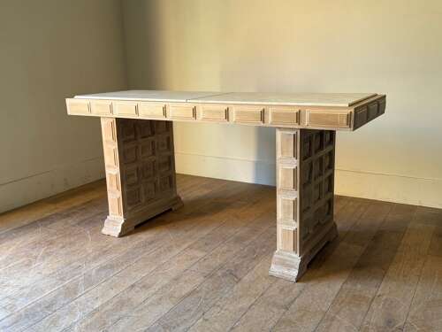 C1950 A Stylish Mid Century Spanish Panelled Beech Console Table