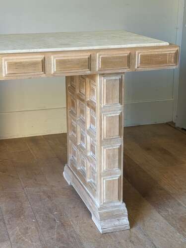 C1950 A Stylish Mid Century Spanish Panelled Beech Console Table