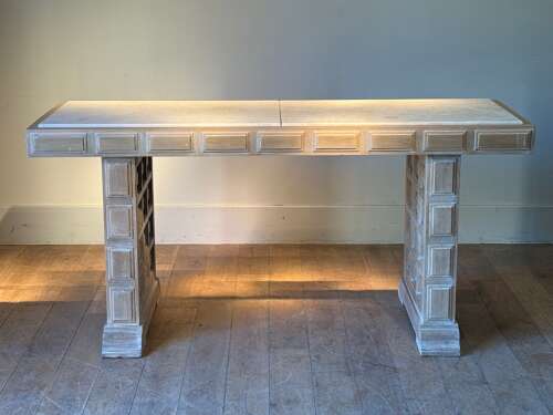 C1950 A Stylish Mid Century Spanish Panelled Beech Console Table