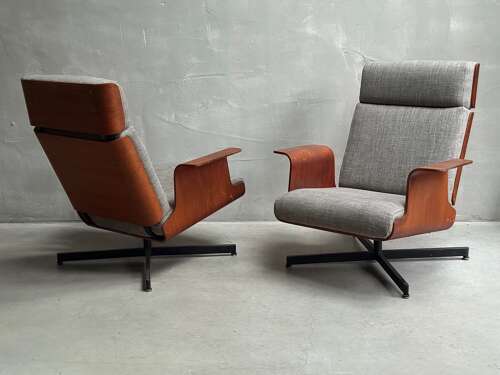 C1950 A Pair Of French Armchairs By Pierre Guariche For Ligne Roset