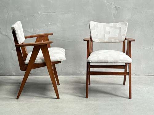 C1950 A Stylish Pair of French Oak Compass Chairs