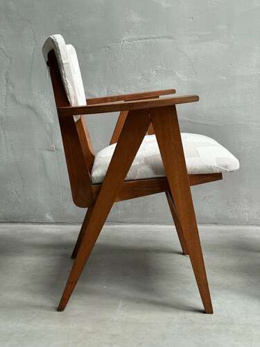 C1950 A Stylish Pair of French Oak Compass Chairs