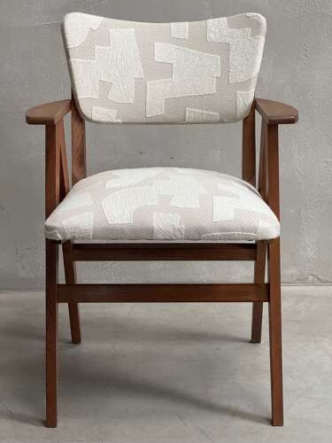 C1950 A Stylish Pair of French Oak Compass Chairs