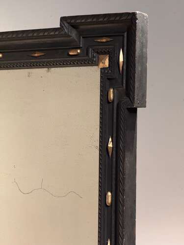 C1850 A Stylish French Ebonised & Parcel Gilt Mirror