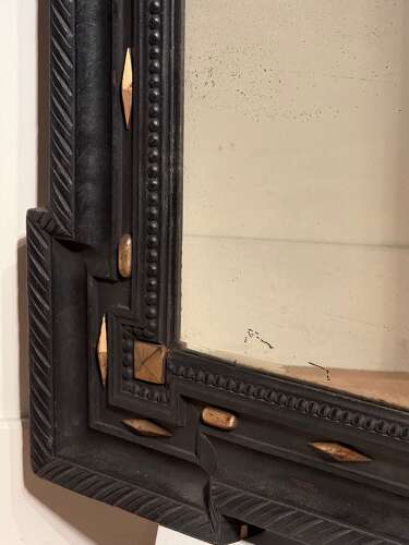 C1850 A Stylish French Ebonised & Parcel Gilt Mirror