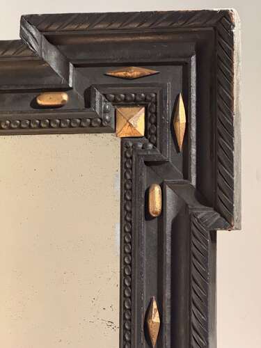 C1850 A Stylish French Ebonised & Parcel Gilt Mirror