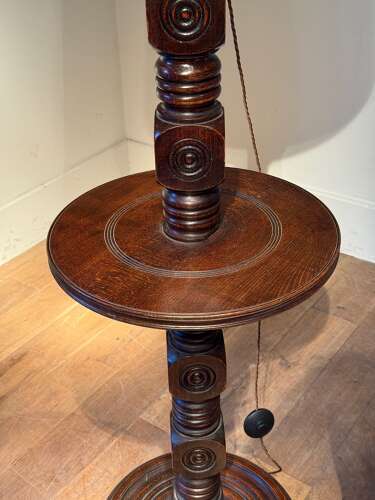 C1950 A Dudouyt Style Wooden Table / Floor Lamp