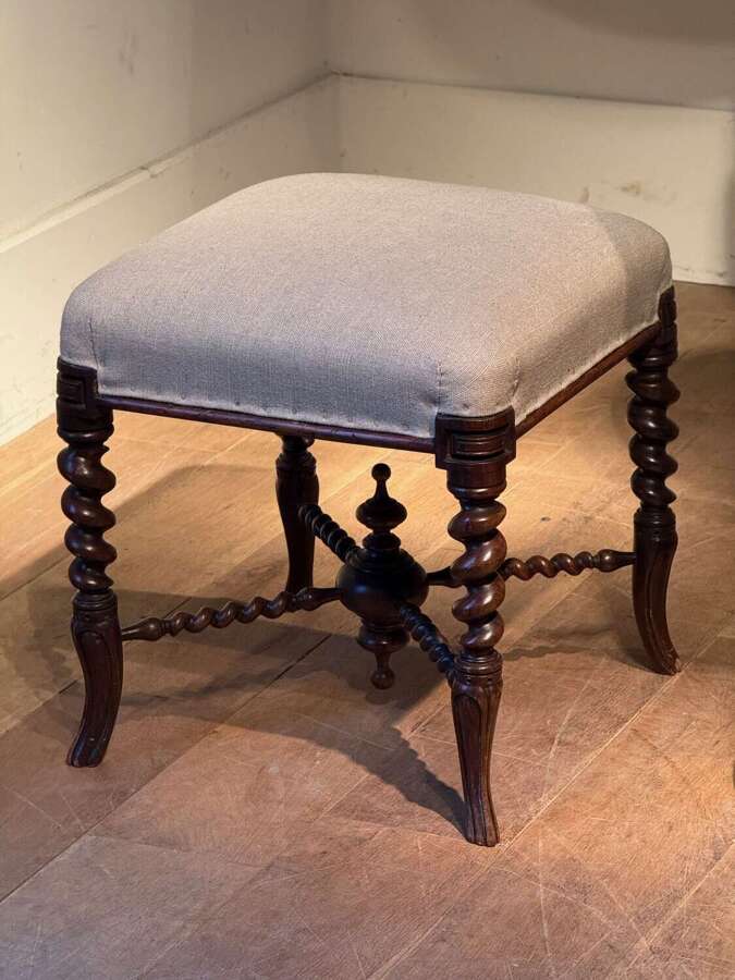 C1880 A French Twisted Turned Wooden Stool
