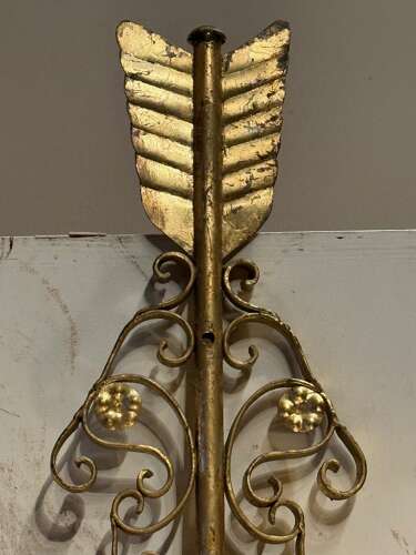 C1950 A Pair of Spanish Gilt Iron Arrow Wall Sconces