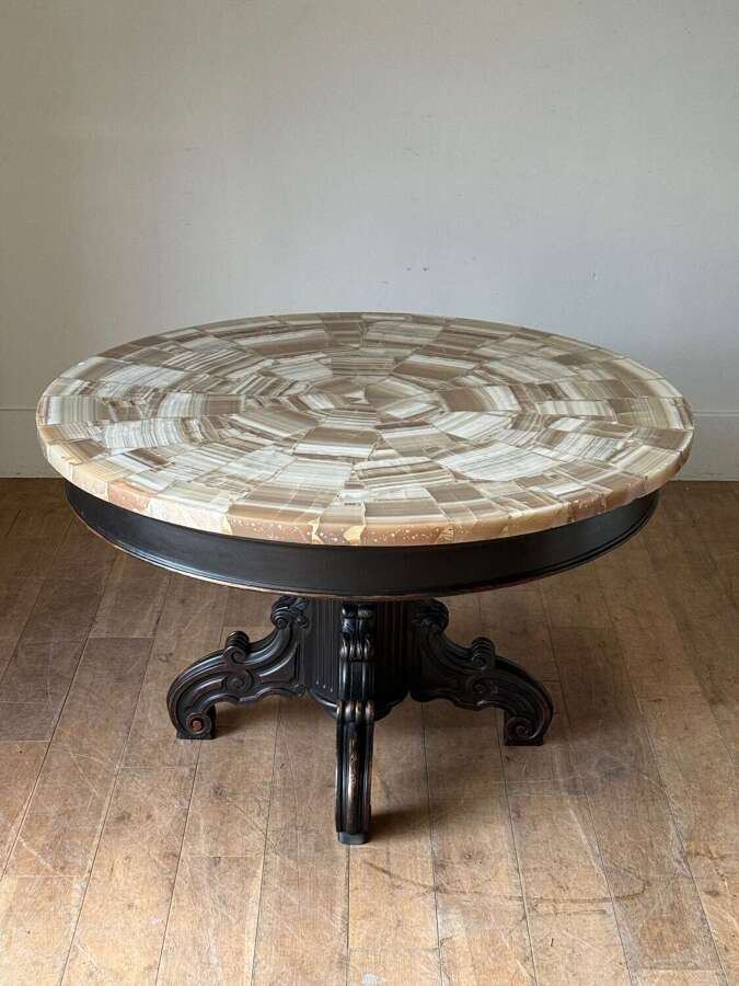 C1830 A French Louie Philippe Period Gueridon with 50's Onyx Top.