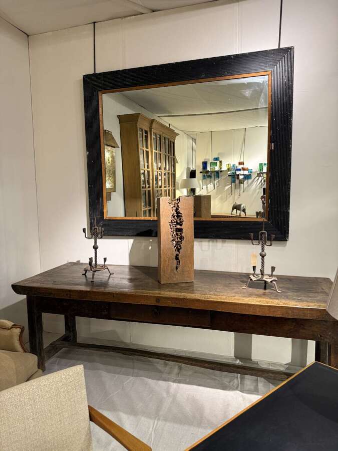 C1910 A Large French Ebonised Reeded Framed Mirror