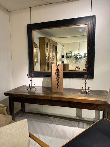 C1910 A Large French Ebonised Reeded Framed Mirror