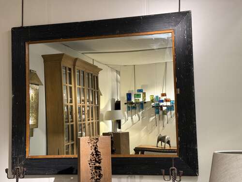 C1910 A Large French Ebonised Reeded Framed Mirror