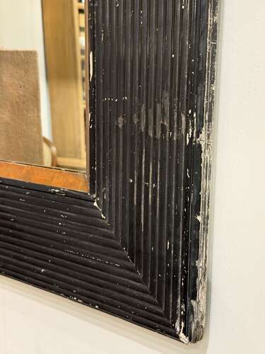 C1910 A Large French Ebonised Reeded Framed Mirror