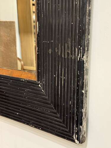 C1910 A Large French Ebonised Reeded Framed Mirror