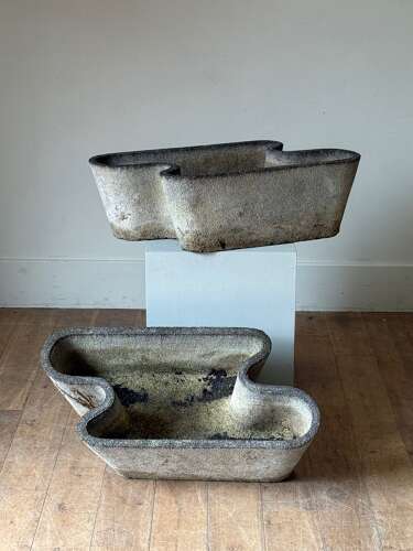 C1950 A Pair of Jean Royere Inspired French Concrete Planters