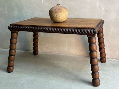 C1940's A French Oak Bobbin Table - Desk, Console