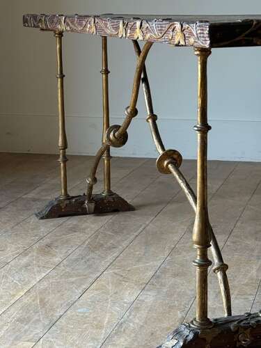 C1930 An Elegant Spanish Gilt Iron & Parcel Gilt Console Table