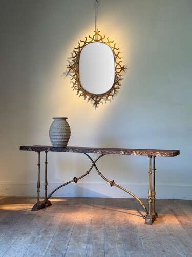 C1930 An Elegant Spanish Gilt Iron & Parcel Gilt Console Table